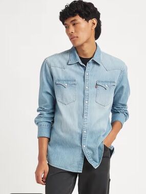 Levi's Light Blue Denim Western-Style Shirt